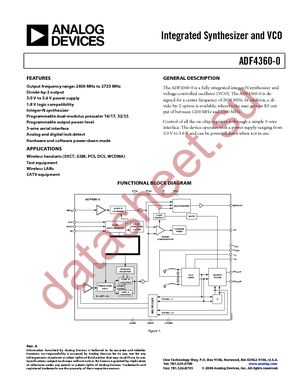 ADF4360-0BCP datasheet  